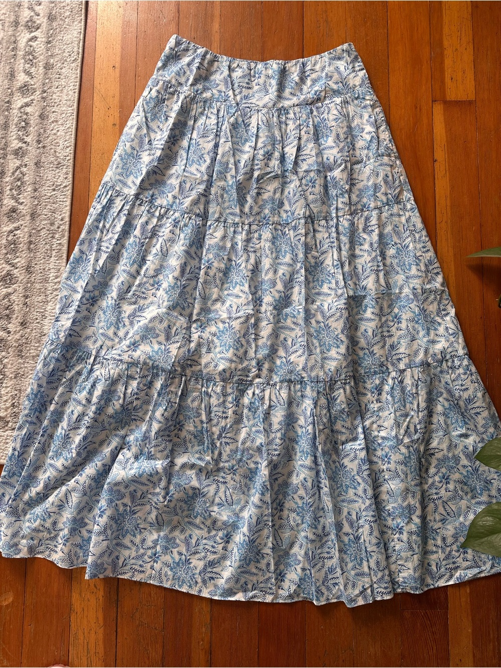 NWT J. McLaughlin Ophelia Blue Voile Floral Tiered Cotton Ruffle Maxi Skirt - Picture 6 of 10